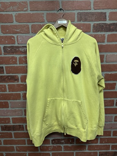 A BATHING APE (BAPE) Felpa con cappuccio Bape con cerniera taglia 3XL gialla 100% autentica spedizione rapida