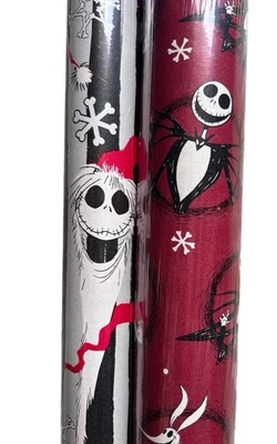 2 Rolls Red Black The Nightmare Before Christmas Gift Wrapping Paper 70 sq ft - Image 1 of 2