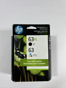 (NEW) Genuine HP 63XL / 63 Ink Cartridges L0R48AN F6U61AN F6U64AN Exp 08/2026 - Afbeelding 1 van 2