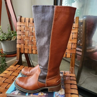 Sebago Saranac Tall Brown Riding Boots Size 7 Leather Gray Color Block - Image 1 of 4