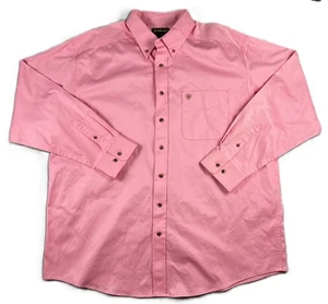Camisa Ariat Manga Larga Para Hombre XXL Rosa Logo Abotonada Clásica Occidental Nueva Sin Etiquetas - Imagen 1 de 10