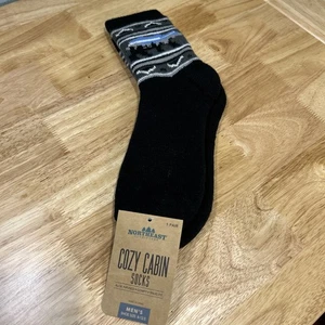 Northeast Outfitters Men's Cozy Cabin Bear-Tec Socks Black Large Mountains - Picture 1 of 6