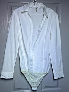 KOJA Blusa Abotonada, Body Esmoquin Estilo Mantente Escondido 4XL Blanco Manga Larga - Imagen 1 de 14