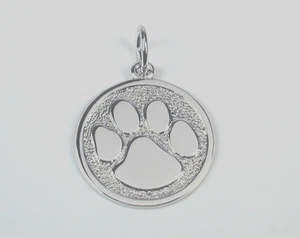 Sterling Silver Paw Print Charm w Lobster Claw Clasp Free U.S. Shipping - Picture 1 of 4