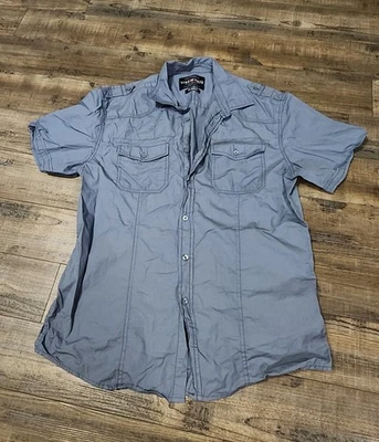 Marc Ecko Men's Size XL Solid Bluish-Gray Short Sleeve Casual Shirt 2113  - Image 1 of 4