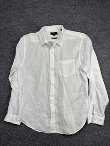 Vince Hemd Herren Medium weiß 100 % Leinen klassische Passform Knopfleiste Freizeit - Bild 1 von 10