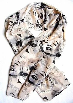 Шарф Мэрилин Монро 62 дюйма прозрачный шифоновый модный черный белый желтовато-коричневый розовый   - Изображение 1 из 4