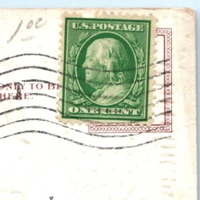 "On the Nose" Benjamin Franklin Green One 1 Cent U.S. 1909 Stamp Antique - Image 1 of 4