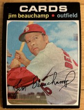 1971 Topps Jim Beauchamp Baseball Card #322 Cardinals Outfield Mid-Grade VG