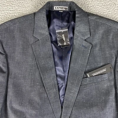 Blazer Express Para Hombres 40R Gris Fotógrafo Lino Ajustado Abrigo Deportivo Preppy NUEVO Foto 1 de 4