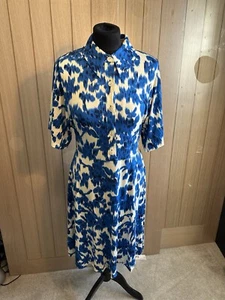 VESTIDO CAMISERO JERSEY JIGSAW IKAT POSY Pequeño Azul/Blanco - Nuevo con etiquetas - Imagen 1 de 10