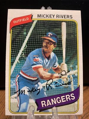 1980 Topps Baseball  #485 Mickey Rivers  Texas Rangers Wax Residue - Image 1 of 2