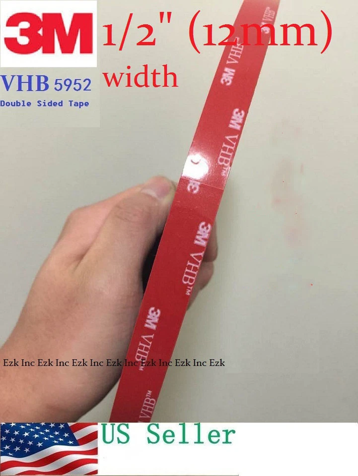 Cinta adhesiva de espuma de doble cara 3M VHB 5952 montaje automotriz 1/2" x 7 yardas Foto 1 de 1