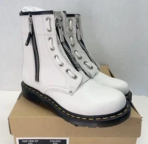 Dr. Martens Women's 1460 Twin Zip Fashion Boot, White Boots US Size 6 NEW - Picture 1 of 9