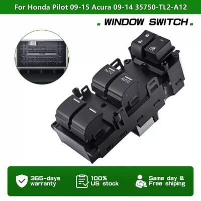 Master Power Window Control Switch Front Left For 2009-2014 Acura TSX 4-Door US - Imagem 1 de 4