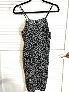 Art Class Black Floral Sleeveless Dress Girls 14/16 Rayon NEW - Picture 1 of 10