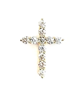 Exquisiter 14k Gelbgold natürlicher Diamant Kreuz Anhänger - Bild 1 von 8