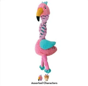 KONG M/L Knots Twist Rope Puppy Dog Toy Pink Flamingo Squeaky Dental Fetch Play - Picture 1 of 3