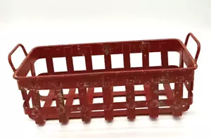 Cesta industrial vintage roja envejecida de 13" de metal pesado con asas - Imagen 1 de 8