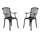 Outdoor Patio Diningchair Set Of 2,Cast Aluminum Patio Chair With Armrest Bronze