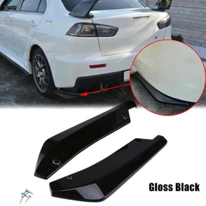 2x Car Universal Black Rear Bumper Lip Diffuser Splitter Canard Protector - Picture 1 of 11