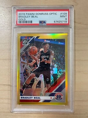 Panini Donruss Optic Bradley Beal True Gold 05/10 Prizm PSA 9 #109 2019-20 Foto 1 de 2