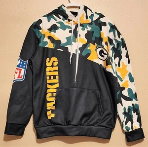 Green Bay Packers Hoodie Pullover Sweatshirt Half Camo Go Pack Go Large Unused - Picture 1 of 7