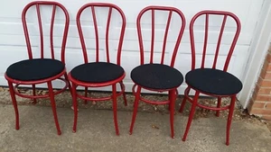 Vintage Metal Bentwood Style Bistro Cafe Thonet Ice Cream Parlor Chairs set of 4 - Picture 1 of 11