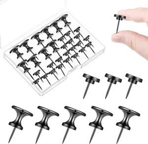 Metal Push Pins, 35 Pieces Black Thumb Tacks for Wall Picture Hanging Cork Bo... - Picture 1 of 7