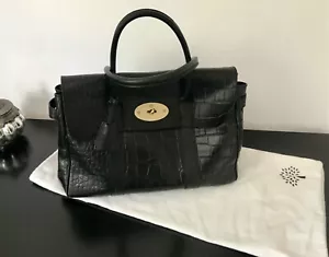 Mulberry BAYSWATER Black Croc Aunthetic Large Leather Bag. - Picture 1 of 12