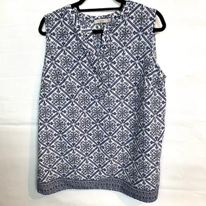 Dalia Woman's Blue Sleeveless 1/4 Hidden Button Summer Top size XL - Picture 1 of 11