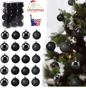 24Pcs Christmas Balls Black Tree Ornaments Xmas Hanging Balls Pendant Decor USA - Picture 1 of 10