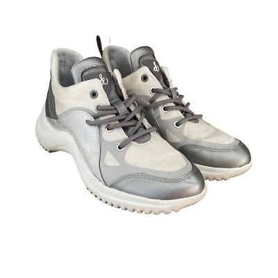 Женские белые кожаные коренастые кроссовки Sam Edelman Meena 2 размер 9 белое серебро - Изображение 1 из 4