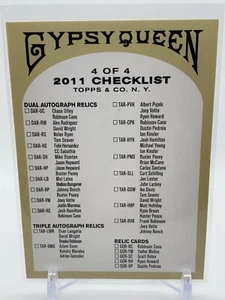 2011 Topps Gypsy Queen Checklists Checklist (Black) 4 of 4 - Picture 1 of 2
