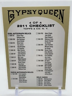 2011 Topps Gypsy Queen Checklists Checklist (Black) 4 of 4 - Image 1 of 2