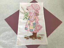 Vintage 70's HOLLY HOBBY Embroidered Decorative Wall Hanging 7.5" x  13.5"