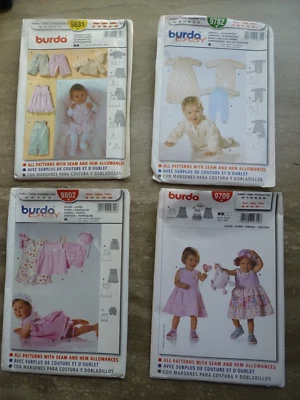 4 New Uncut Burda patterns for Children Babies Clothing NOS 9831 9782 9709 9802 - Image 1 of 4