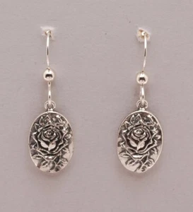Rose Earrings in Sterling Silver - Picture 1 of 4