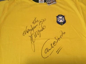 BRASILIEN 1970 WELTCUP SHIRT SIGNIERT VON JAIRZINHO & CARLOS ALBERTO - Bild 1 von 4