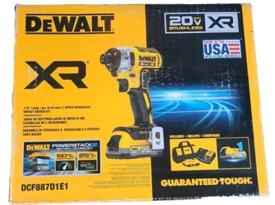 DeWalt DCF887D1E1 20V MAX Cordless Brushless 1/4" 3-Speed  Impact Driver Kit NEW - Image 1 of 4