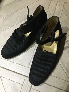 AUDLEY LONDON SHOES, EU 38/UK 5, BLACK SUEDE, DECORATIVE FRONT, ANKLE STRAPS - Picture 1 of 9