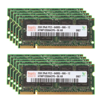 Hynix 20GB 10X 2GB PC2-6400S RAM DDR2 800Mhz 200Pin SODIMM Laptop Memory PC6400 - Image 1 of 4