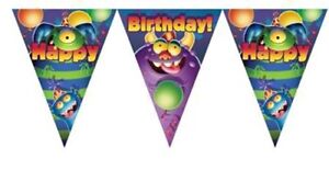 Monster Mania Party Flag Banner 12 Flags 3.6m long - Monster Party Supplies