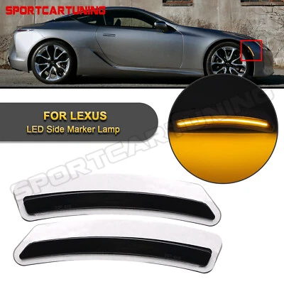 For 2018-2022 Lexus LC500/LC500H 2PCS Smoked LED Amber Side Marker Signal Lights - Image 1 of 4