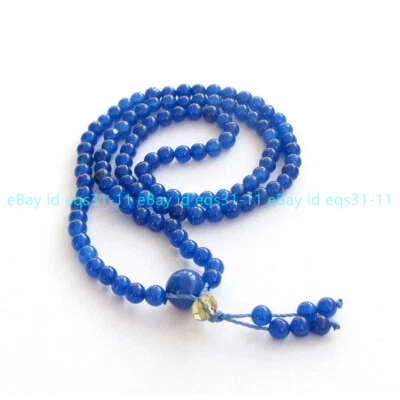 Colar pulseira mala 108 contas de oração budista tibetano jade azul natural 8 mm - Imagem 1 de 4