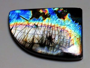 76 Ct 7X27X38 mm Natural Purple Spectrolite Labradorite FancyCabochon Gem QG-169 - Picture 1 of 2