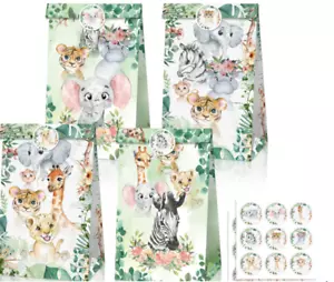 Animal Paper Bags Gift Bag Baby Jungle Safari Happy Birthday Party Baby Shower - Picture 1 of 8