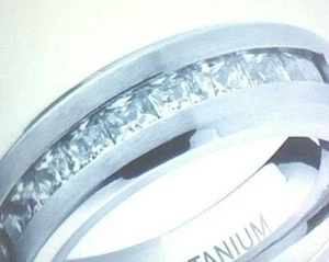 MENS WOMENS TITANIUM LCS DIAMOND WEDDING BAND RING SZ 11 SZ 12 SZ 13 + bonus wp - Picture 1 of 1