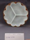 Milk Glass Divided Relish Tray/dish - White With Gold Edging