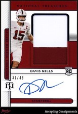 2021 National Treasures Collegiate Blue Davis Mills RC ROOKIE PATCH AUTO RPA /49